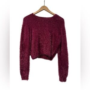 Forever 21 Fuchsia Fuzzy Crop Sweater - Small